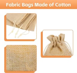 Linnen tasjes onbedrukt - Beige - 9 x 7 cm - Katoenen zakjes met trekkoord - Voor sieraden en doe-het-zelf gebruik — thumbnail 3