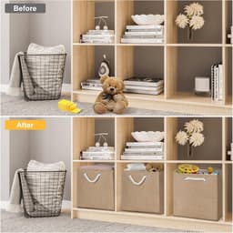 4 stuks opvouwbare opbergdozen – 33x33x33 cm, geschikt voor Kallax, kleding, speelgoed (khaki) — thumbnail 4