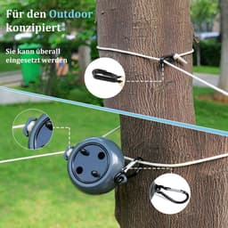 Waslijn uittrekbaar, waslijn camping, draagbaar, 10 m, reizen, vakantie, outdoor, wasrek voor badkamer, bijkeuken, tuin of reizen (zwart) — thumbnail 3
