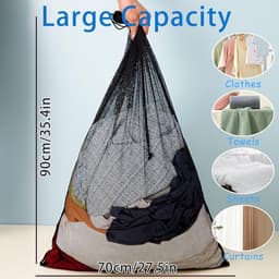 Thijox - 2x Extra Grote Wasnetzakken 70x90 cm met Trekkoord - Stevige Polyester Waszakken voor Delicate Kleding, Ondergoed, Blouses en Vuil Reiskledin — thumbnail 4