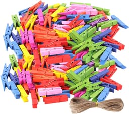 Houten Mini Wasknijpers - Hout Spaanclips - Foto's Ophangen - Natuurlijk Hout Materiaal - 100 Stuks - Gemengd — thumbnail 1