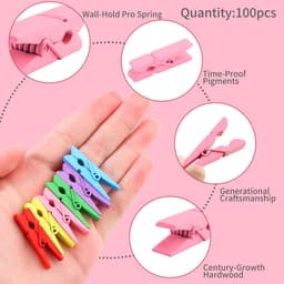 Mini Wasknijpers - Houten Clips - Foto's Ophangen - Regenboog Kleuren - 100 Stuks - Multicolor — thumbnail 5