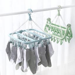 Opvouwbare kledingdroger met 32 clips voor ondergoed en sokken - winddichte hanger voor kleine wasgoedstukken — thumbnail 5