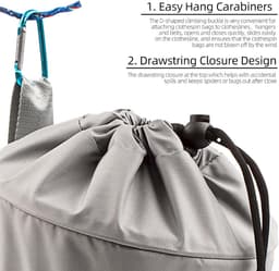 Wasknijper Tas - Kleding Pincet Zak - Wasknijpers Opbergen - Mesh Constructie - 17.8 cm x 25.4 cm - Grijs — thumbnail 3