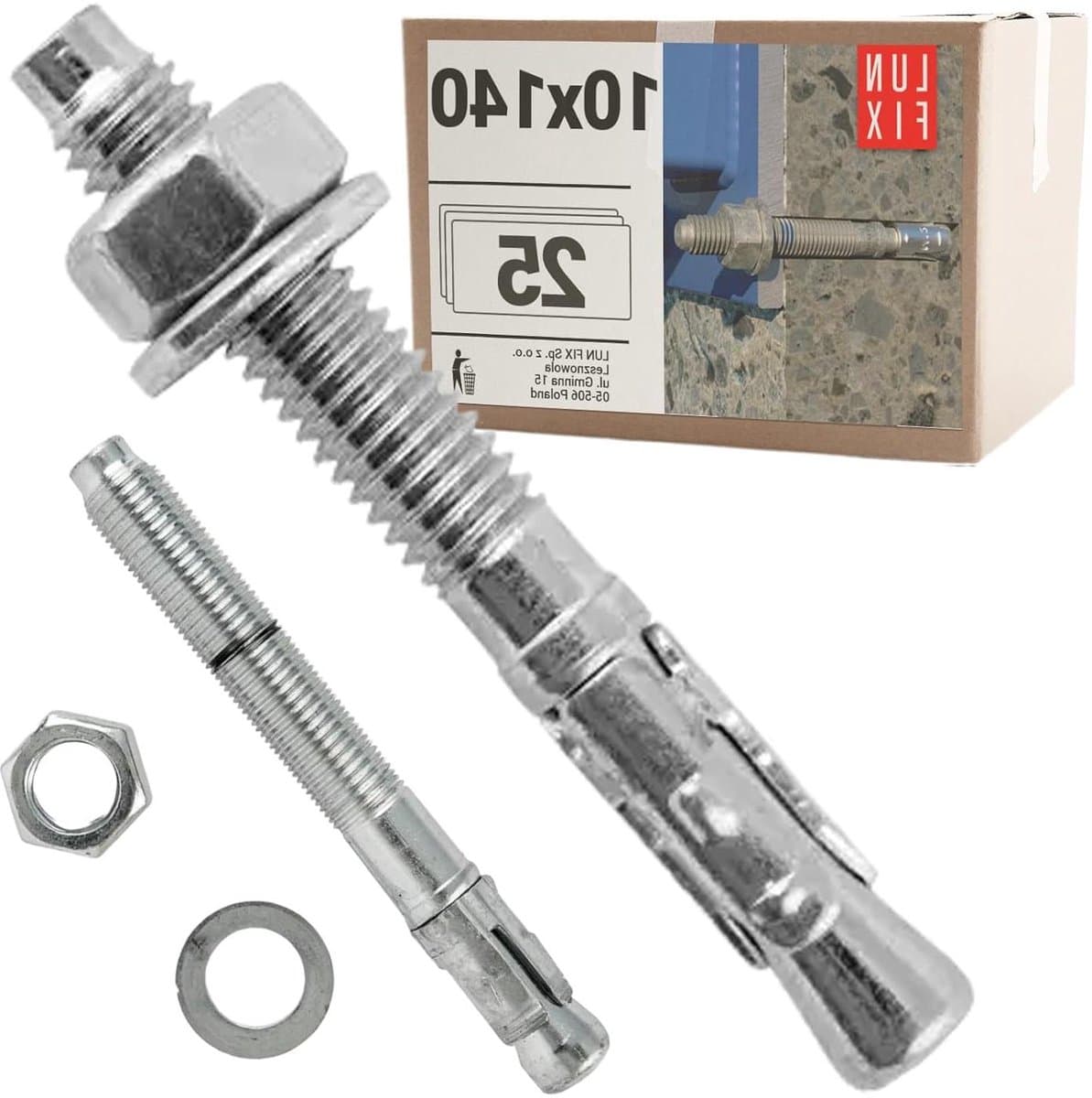 Bolt Anchors - Betonankers Set - Bevestigen in Beton - Hoge Houtkracht - 10x140mm - Galvanized — afbeelding 1