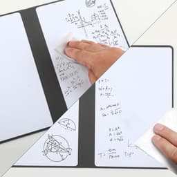 A5 uitwisbaar draagbaar whiteboard met 3 kleurpotloden, mini opvouwbaar draagbaar whiteboard, met PU-hoes en reinigingsdoek, grijs — thumbnail 5