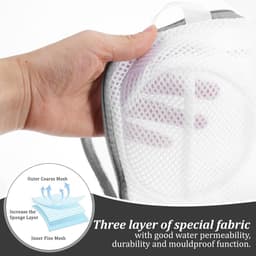 Set van 2 waszakken voor bh's - Opbergzakken voor bh's - Anti-vervormingsfilters voor het wassen van bh's - Wasnetzakken - Machinewasbaar - Waszakken met ritssluiting voor lingerie - Herbruikbaar - Grijs/Wit - 15*29 cm — thumbnail 4