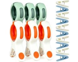 Set van 16 handdoekklemmen voor strand- en ligstoelen, stabiele badhanddoekclips, veelzijdige strandhanddoekklemmen voor kleding, dekens, beddengoed, camping en tuin (6 x groot, 10 x klein)