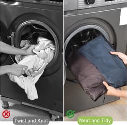 Wasnetten voor wasmachine, 50 x 60 cm, waszakken met ritssluiting, wasnet voor reizen, blouse, sokken, ondergoed, babykleding (zwart) — thumbnail 3