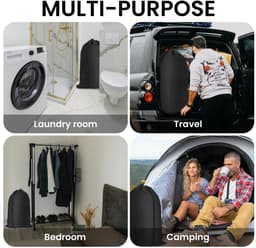 2 grote waszakken, met koordsluiting, herbruikbaar, voor slaapkamer en reizen, grijs — thumbnail 2