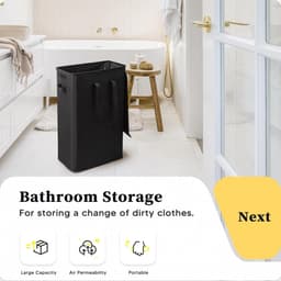 Wasmand met Deksel 55L Wasverzamelaar met Lange Handgreep Opvouwbare Dunne Wasmachine Oxford Doek Opbergmand met Handvat, Geschikt voor Wasruimte, Slaapkamer, Badkamer (Zwart) — thumbnail 5