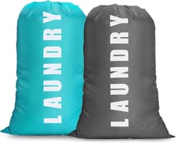 Vouwbare en draagbare waszakken, grote capaciteit 80-120L, ideaal voor badkamer, slaapkamer en reizen, blauw en grijs — thumbnail 1