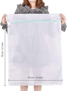 Waszakken 60 x 80 cm 2 Stuks Mesh Waszakjes Herbruikbaar Wasmachine Tas Wasnetten met Rits voor Ondergoed Trui Jurk Blouse Sokken Vuile Kleren College Slaapzaal Reisorganisator — thumbnail 2