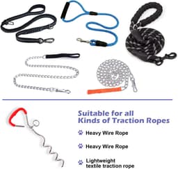 40 cm spiraalanker met 5 mm x 3 m stalen kabel grondanker om in te schroeven, 80 kg trekkracht, voor puppy's, huisdieren en middelgrote honden, camping, hond, accessoires voor tuin, weide, reizen — thumbnail 3