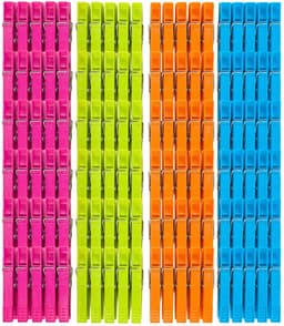 com-four® 120x wasknijpers voordeelset, kleurrijke clips in trendkleuren voor waslijn en rek, geschikt voor binnen en buiten (120 stuks - diverse kleuren) — thumbnail 1