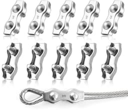 Kabelklem M3 Duplex - 10 stuks - RVS 304 - Voor 3mm staal kabel - Beveilig kledinglijn en luifel - SnelShoppen — thumbnail 1