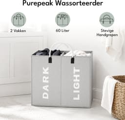 Purepeak Wassorteerder 2 Vakken - Dubbele Wasmand - 60L - Waterdicht — thumbnail 4