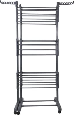 PIPIPOXER- Wasrek Inklapbaar-Droogrek-Staand Droogrek -Uitschuifbare Droogtoren – 3 Verdiepingen – 132 meter Drooglengte- Ruimtebesparend Wasrek -132x49x170 CM- Droogrek op Wielen - grijs — thumbnail 5