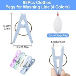SnelShoppen - 98 Stuks Kledingknijpers Plastic Kledingclips Sterke Niet-Slip Kledinghangers voor Waslijn Tuin Keuken Badkamer - 4 Kleuren — thumbnail 5