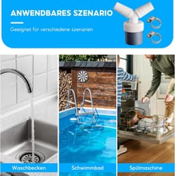 SnelShoppen - Afvoeraansluitset Wasmachine, 3 Stuks Afvoer Y-Adapter, Dubbele Aansluiting voor Vaatwasser, Droger, Wasmachine van Duurzaam Kunststof — thumbnail 2
