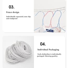 Outdoor Waslijn - Reis Waslijn Hanger - Kleding Drogen - Winddicht Anti-slip - 500 cm - Grijs — thumbnail 3