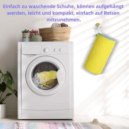 SnelShoppen - Set van 2 Schoenwaszakken 360° Reiniging, Schokabsorberend en Geluiddempend, Herbruikbare Waszak voor Wasmachine, Geel — thumbnail 5