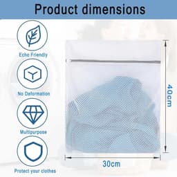 SnelShoppen - Pack van 2 30 x 40 cm Waszakken met Rits voor Fijnwas, Ondergoed, Bh's en Sokken - Wasnet voor Wasmachine met Beschermende Flap - Herbru — thumbnail 5