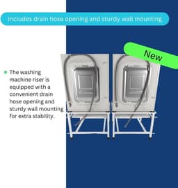 Wasmachine Verhoger - Opbouwmeubel XL - Ergonomische Wasruimte - Uitschuifbaar Plateau - 63 x 126 cm - Wit — thumbnail 4