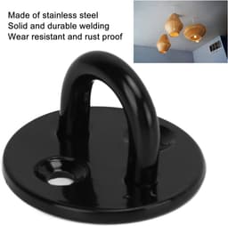 SnelShoppen - 5 Stuks Ronde Heavy Duty Pad Eye Platen Bevestigingshaken van 304 Roestvrij Staal, Dikke Zwarte Wandgemonteerde Ringhaken, U-Vormige Pla — thumbnail 3