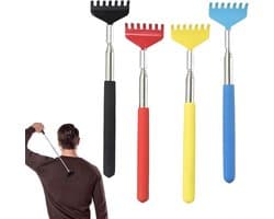 SnelShoppen - Pack van 4 Uittrekbare Rugkrabbers - Uittrekbaar van 20 cm tot 68 cm - Geschikt voor Mensen met Stijve Gewrichten - RVS - Zwart, Blauw,