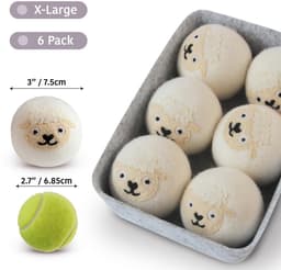 Elzusha - Wol Droogballen 6 Stuks, Natuurlijke Wol voor Sneller Drogen — thumbnail 5