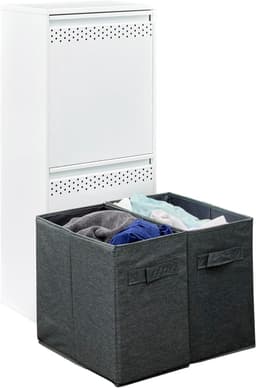 Wasmand Met 2 Vakken - Kleding Sortéér - Kleding Sorteren - Smalle Meubeluitstraling - 90 cm Hoog - Wit — thumbnail 4