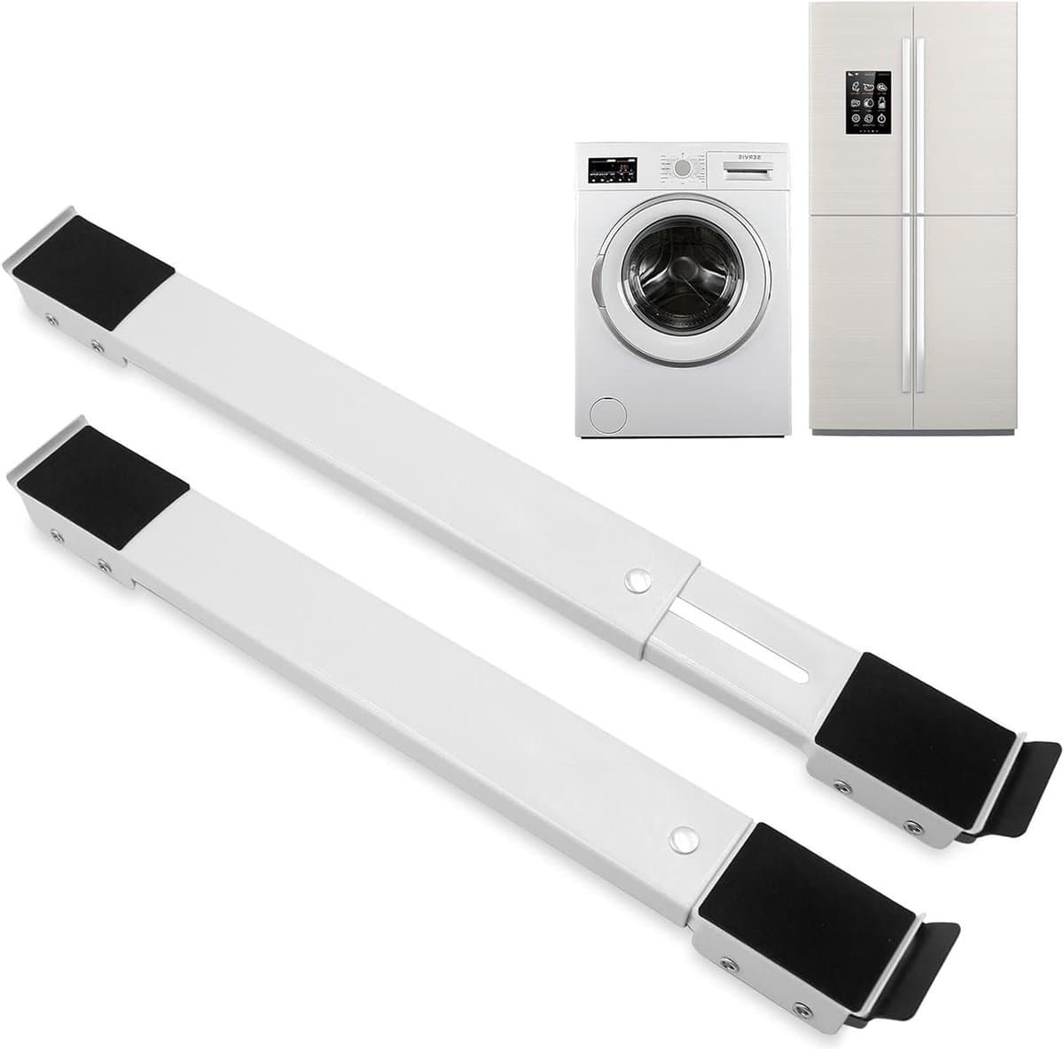 Wasmachine Onderstel - Apparaat Rollers - Meubels Verplaatsen - Verstelbaar & Stabiel - 46-71 cm - Wit — afbeelding 1