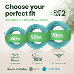 Waslijn caravan - Turquoise - 50 meter - Waslijn met stalen kern en pvc-coating - Voor droogmolen, tuin en camping — thumbnail 5