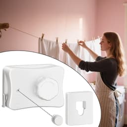 Intrekbare Waslijn - Opvouwbaar Droogsysteem - Kleding Drogen - Roestvrijstalen Draad - 5.1 Meter - Meerkleurig — thumbnail 2