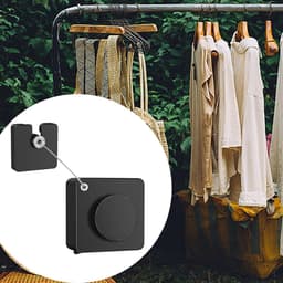 Intrekbare Waslijn - Uitschuifbaar Droogrek - Kleding Drogen - Roestvrij Staal - 5 Meter - Zilver — thumbnail 4