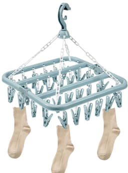 Dailygoods- Sokkendroger Opvouwbaar - Hangende Sokkenhouder - 32 Clips - Windbestendige Haak - Duurzaam PP-Materiaal - Afmetingen 32 x 32 x 34 cm - Wasrek — thumbnail 1