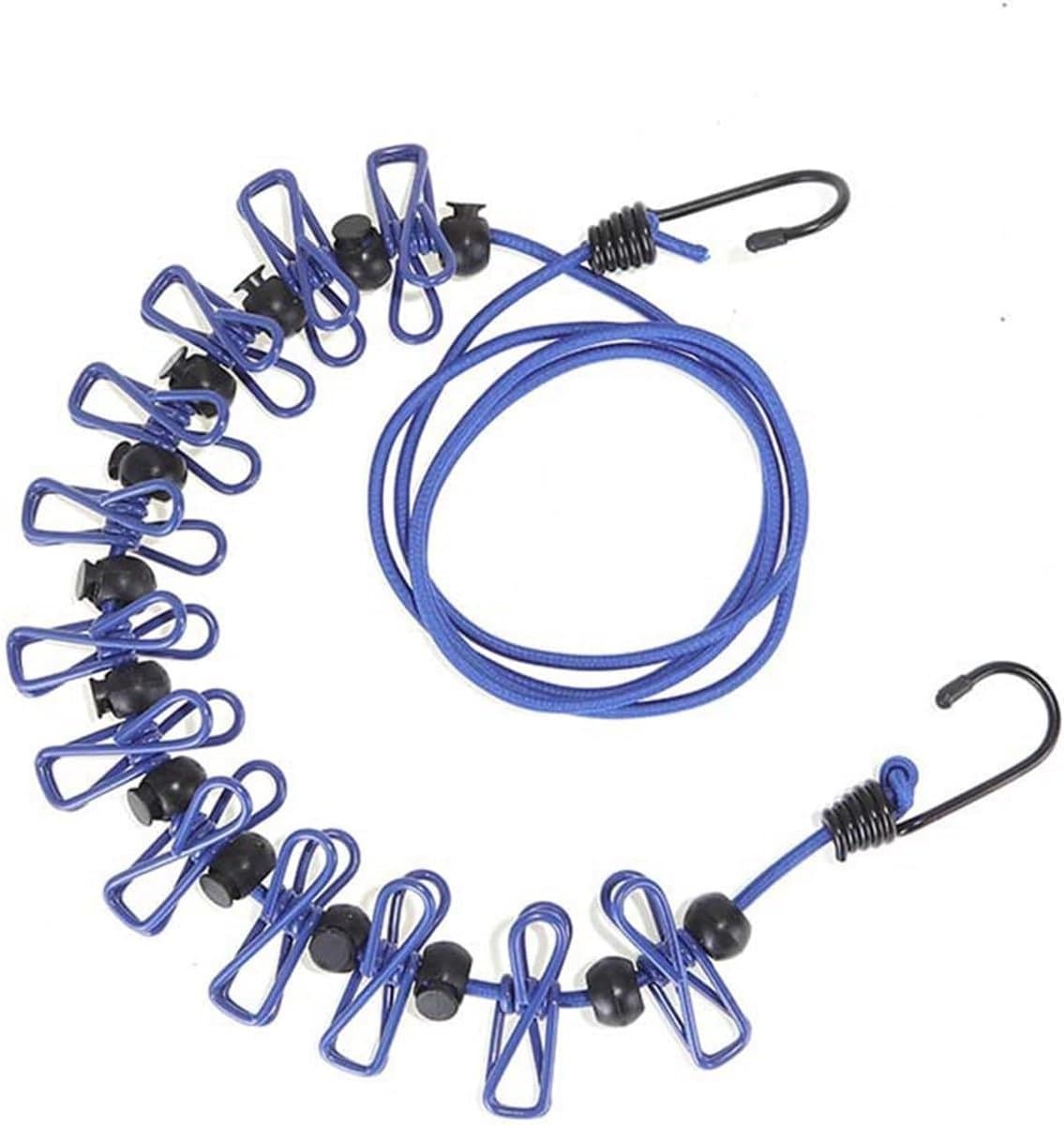 Waslijn 2 Stuks - Outdoor Kledinglijn - Buiten Kleding Drogen - Winddicht Antislip - 180 cm - Blauw — afbeelding 1