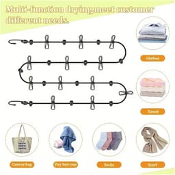Waslijn 2 Stuks - Outdoor Kledinglijn - Buiten Kleding Drogen - Winddicht Antislip - 180 cm - Blauw — thumbnail 4