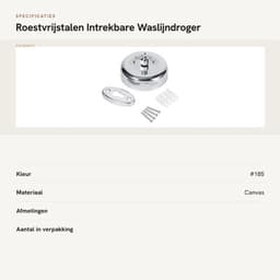 Waslijndroger roestvrije staal, intrekbare kledinglijn — thumbnail 3