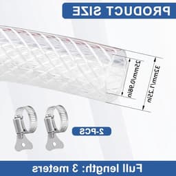 Gevlochten hogedrukslang van PVC, flexibel en transparant, ideaal voor water, gas en olie, 25 x 32 mm, 3/6/10 meter — thumbnail 2