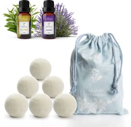 SnelShoppen - 6 LUMINER® Drogerballen, Kreukvrije Wol, Geurdispenser met Etherische Oliën van Lavendel en Theeboom voor Frisse Was, Ideaal voor Droger — thumbnail 1