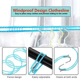 Waslijn - 2 Stuks - Antislip Elastisch Touw - Draagbare Waslijn - Winddichte Outdoor Waslijn - Hoogwaardig PE-Materiaal - Drooglijn — thumbnail 4