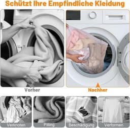 Wasnet voor wasmachine - 10 stuks waszak met ritssluiting in 4 maten voor overhemden, truien, jeans en babykleding — thumbnail 2