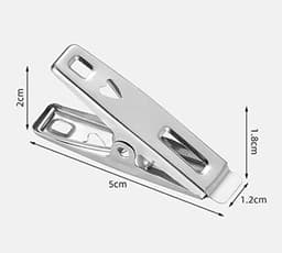 Wasknijpers 60 Stuks - Roestvrij Stalen Wasknijpers - Kleine Wasknijpers - Multifunctionele Kledingclips - Voedselklemmen - Zilverkleurig — thumbnail 4