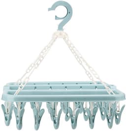 Washanger Winddicht - Opvouwbaar Droogrek - 32 Clips met Antisliptanden - Lichtgewicht Hanger - Geschikt voor Camping - Ruimtebesparend Ontwerp - Waslijn — thumbnail 2