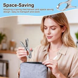 Set van 10 Handdoek Klemmen 13cm voor Strandstoelen, Rvs Handdoekclips, Grote Kledingknijpers en Badhanddoeken — thumbnail 3