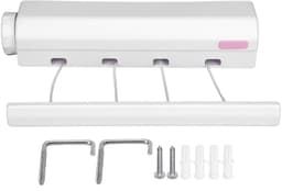 Dailygoods- Waslijn Automatisch Intrekbaar 3,2m - Wanddroogrek - Uittrekbare Waslijn - 4 Lijnen - Eenvoudig te Installeren - Modern Design - Wasrek — thumbnail 1