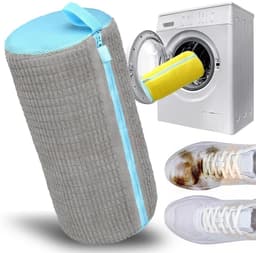 Dailygoods - Waszak voor schoenen – waszak voor schoenen met villosities, schoenentas voor wasmachine met ritssluiting, herbruikbaar, waszakken voor sneakers (grijs/verpakking 1) — thumbnail 1