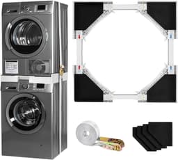 Universele Stapelset - Wasmachine Droger - Ruimte Besparen - Verstelbaar Frame - 46-70 cm - Wit — thumbnail 1